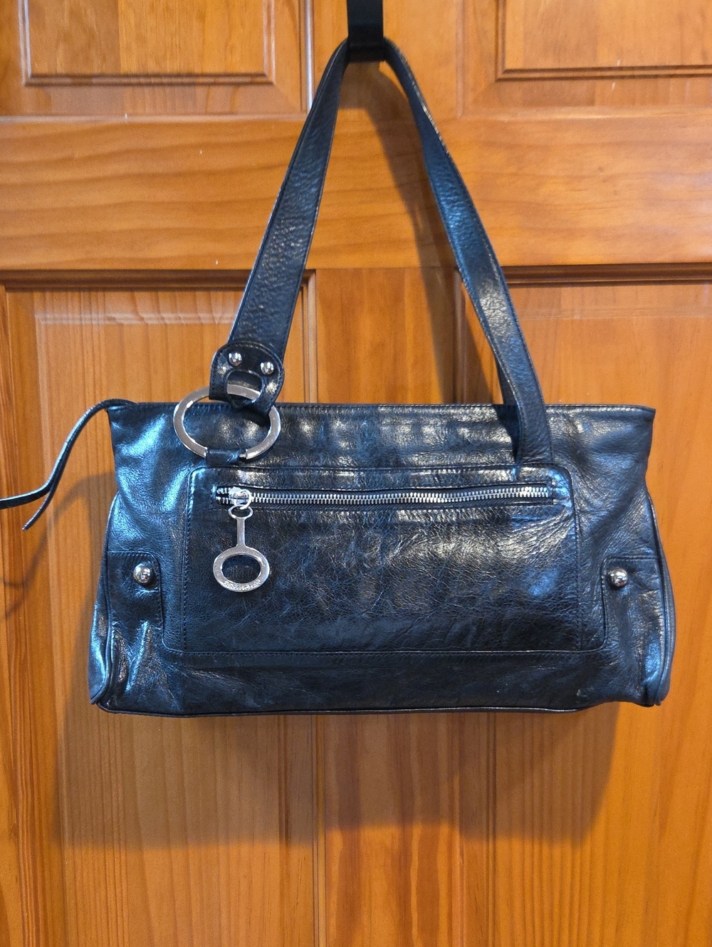 Charles David Black Leather Shoulder Bag - Picture 2 of 7